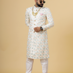 Regal Ivory Abstract Thread Embroidered Sherwani for Men | Father-Son Combo | Perfect Groom Wear | Jaipurio